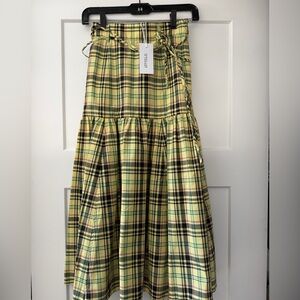 Derek Lam Yellow and Black Plaid Skirt